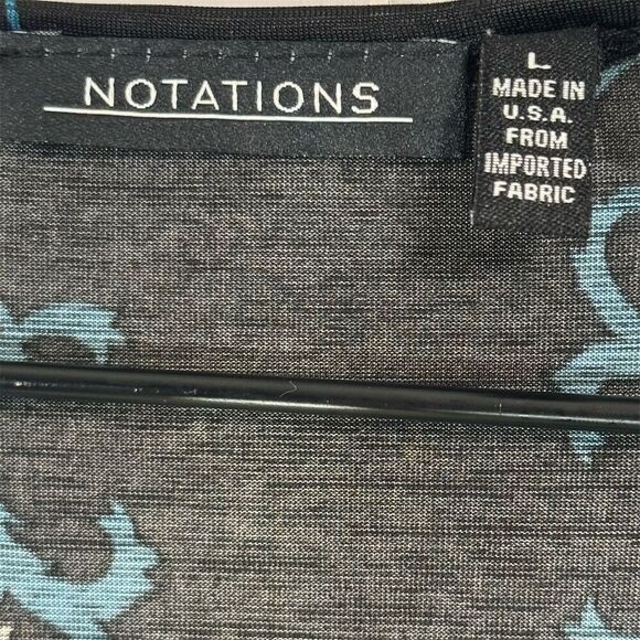 Notations Blue Paisley Surplice Top L Made in USA | Boho Y2K Stretch Blouse - Picture 6 of 8